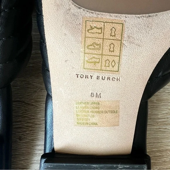 Tory Burch Kira Quilted Perfect Black Criss Cross Sandals Leather Flat Size 8 - Picture 7 of 8